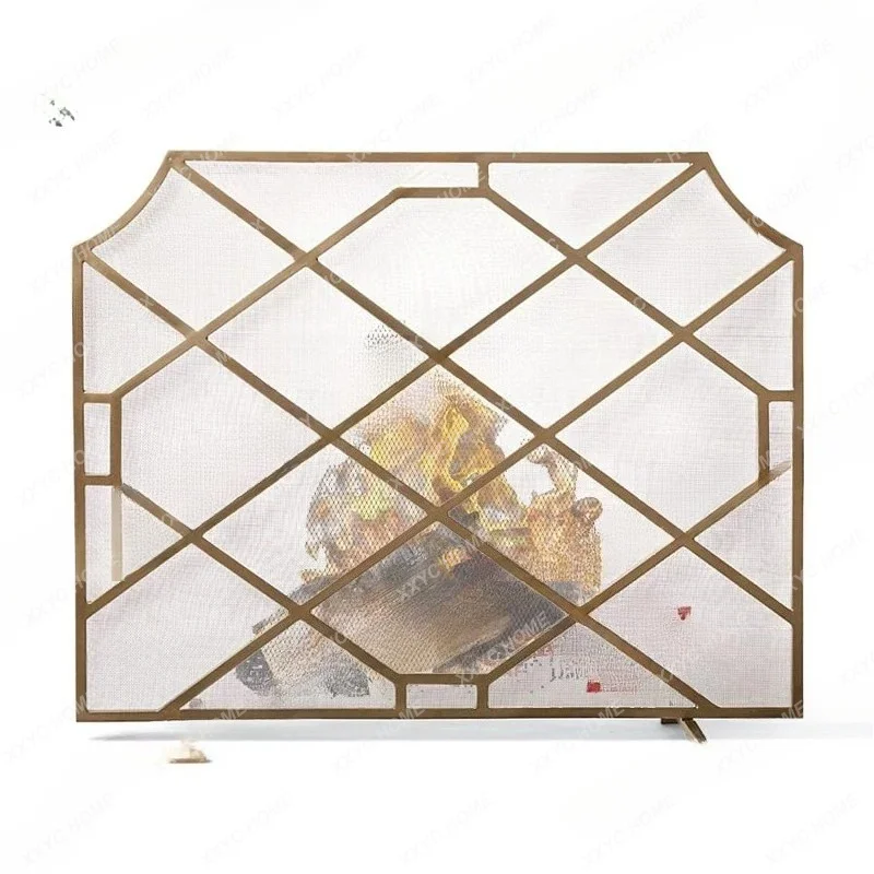

LSimple wrought iron floor living room fireplace screen partition hollow with net stove fence radiator fireproof