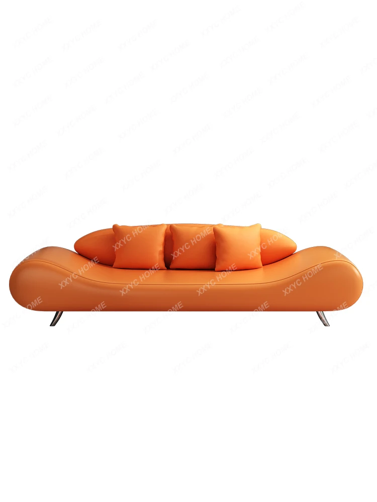 Nordic Light Luxury Small Apartment Sofa Creative Shop Single Double Three Simple Art B & B Hair Salon Disposable Leather