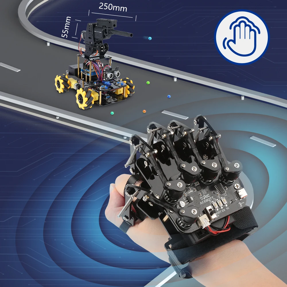 ACEBOTT Sensing Gloves Gesture Control Smart Car Motion-Sensing Glove Robot Car Kit for Arduino Kit