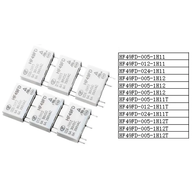 10 Stks/partij HF49FD-005 012 024 1h11 1h 11T 1h 12 T 4pin 5a 5V 12V 24V Nieuw Relais