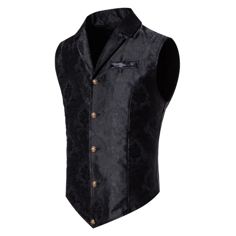 Men's Suit Vest Single-Breasted Jacquard Lapel Slim Business Wear Vest  Large Size Business Waistcoat