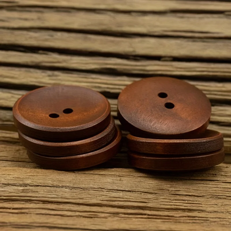 10/20/30pcs Vintage Wooden Buttons For Coats Windbreakers Cardigans Double-Sided Cashmere Finish Assorted Sizes 15/18/20/23/25Mm