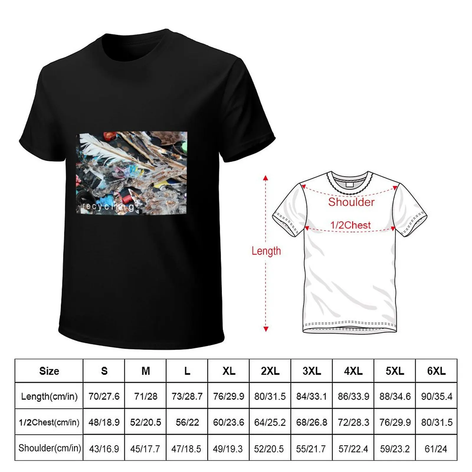 recycling T-Shirt street wear vintage graphic tee black t shirts for men