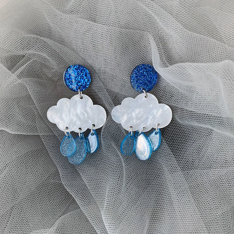 Wolken Regen Acryl Ohrringe koreanisches Temperament kreative süße Accessoires geeignet für Mädchen zu tragen