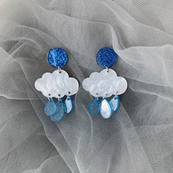 Clouds Rain Acrylic Earrings Korean Temperament Creative Cute Accessories Suitable For Girls To Wear
