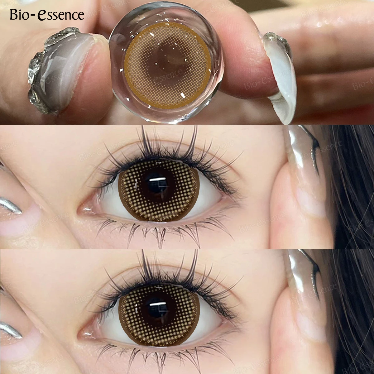Bio-essense 1 Paar schwarze Gläser mit großen Augen, koreanische Naturlinsen, farbige Kontaktlinsen, Augen mit Grau, schöne Pupillenlentes – Detail 17