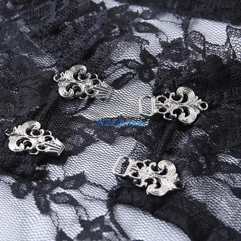 

T21F Women Vintage Long Sleeve Bolero Stand Collar Floral Lace Shrug Sexy Sheer Black Cardigan Crop Top