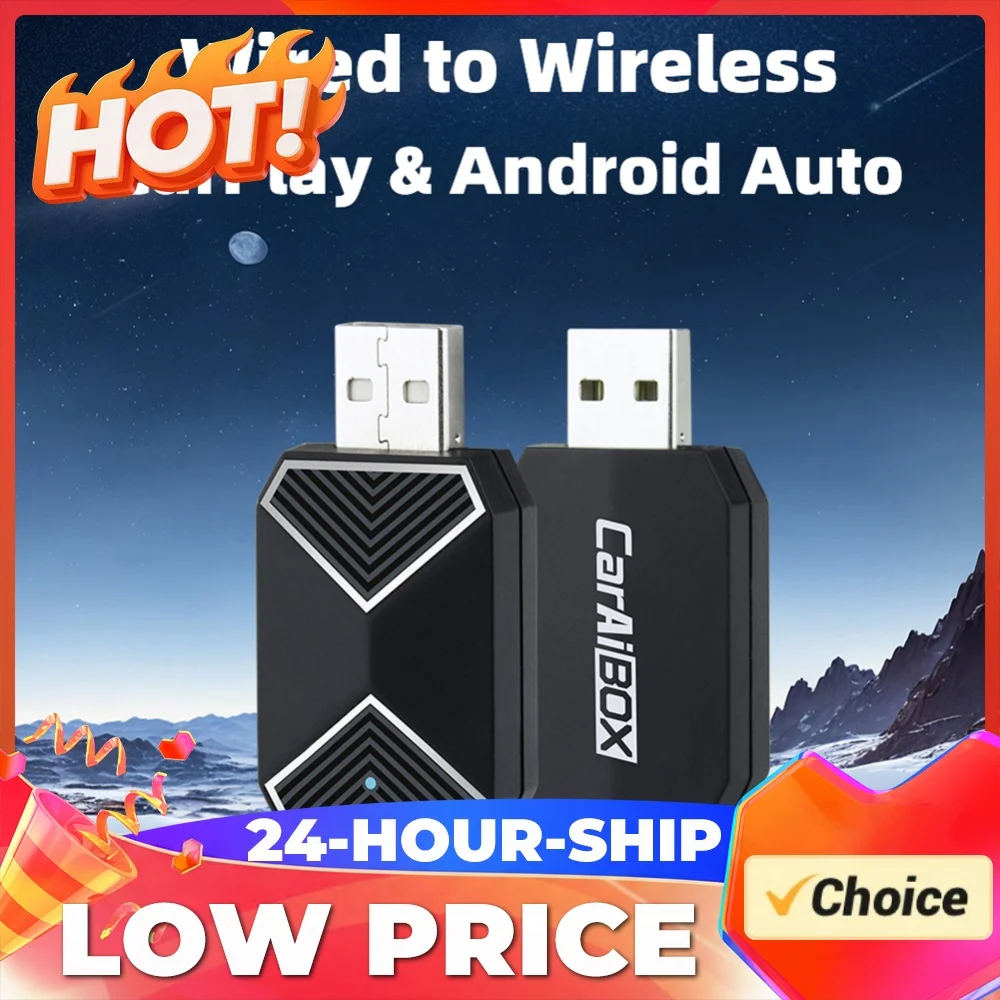 Wireless CarPlay Android Auto Wireless Adapter BT WiFi Voice Assistant USB Plug&Play for Factory Wired CarPlay Android Auto Cars