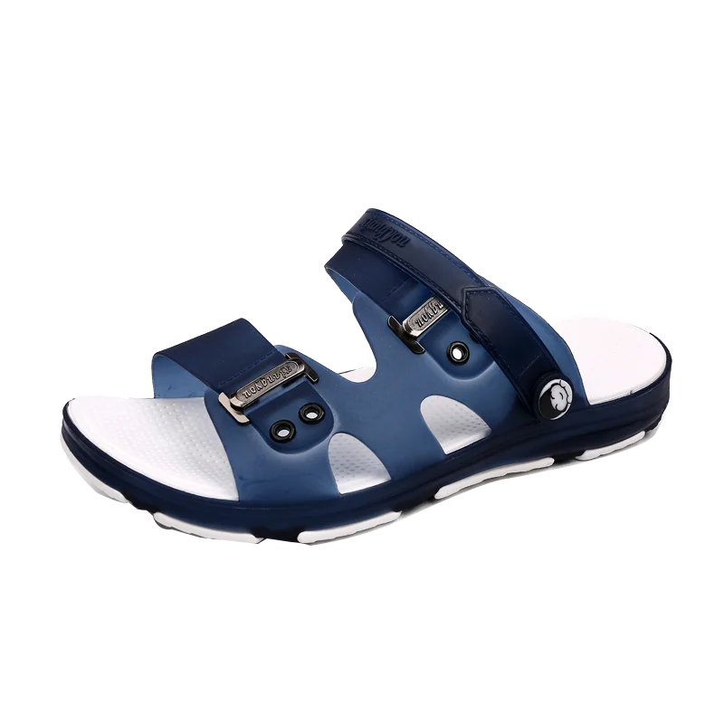 Żelowe buty letnie wsuwane męskie sandały oddychające płaskie kapcie Outdoor sandały plażowe na koturnie Casual pantofel dla mężczyzn woda nowość