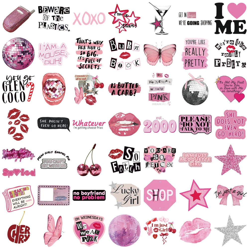 10/30/50pcs INS Stile Rosa Y2K Ragazza Serie Adesivi Retro Estetica Decalcomanie Decorazione Telefono Bagagli Notebook Carino pacchetto di adesivi