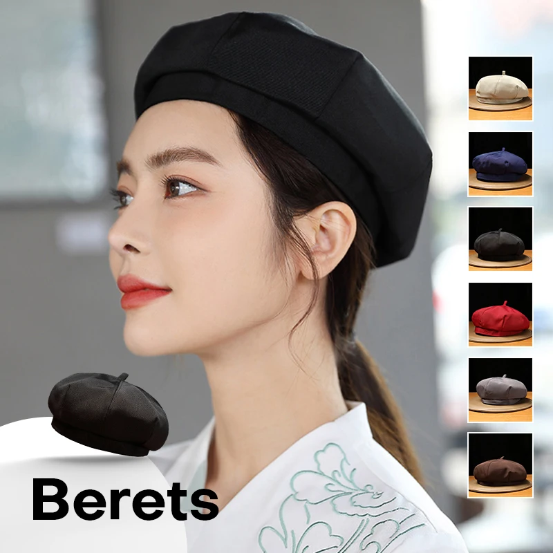 Gorro de Chef coreano para mujer, boinas para restaurante, Hotel, panadería, cafetería, Catering, uniforme de camarero, sombrero de trabajo, prevención de humo de aceite y polvo