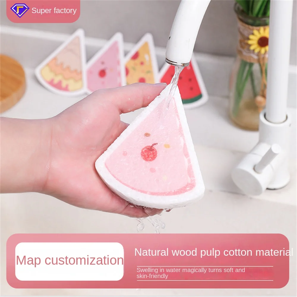 1/2/3PCS Compressed Wood Pulp Cotton Decontamination Dishwashing Compressed Printed Household Household Cleaning Tools