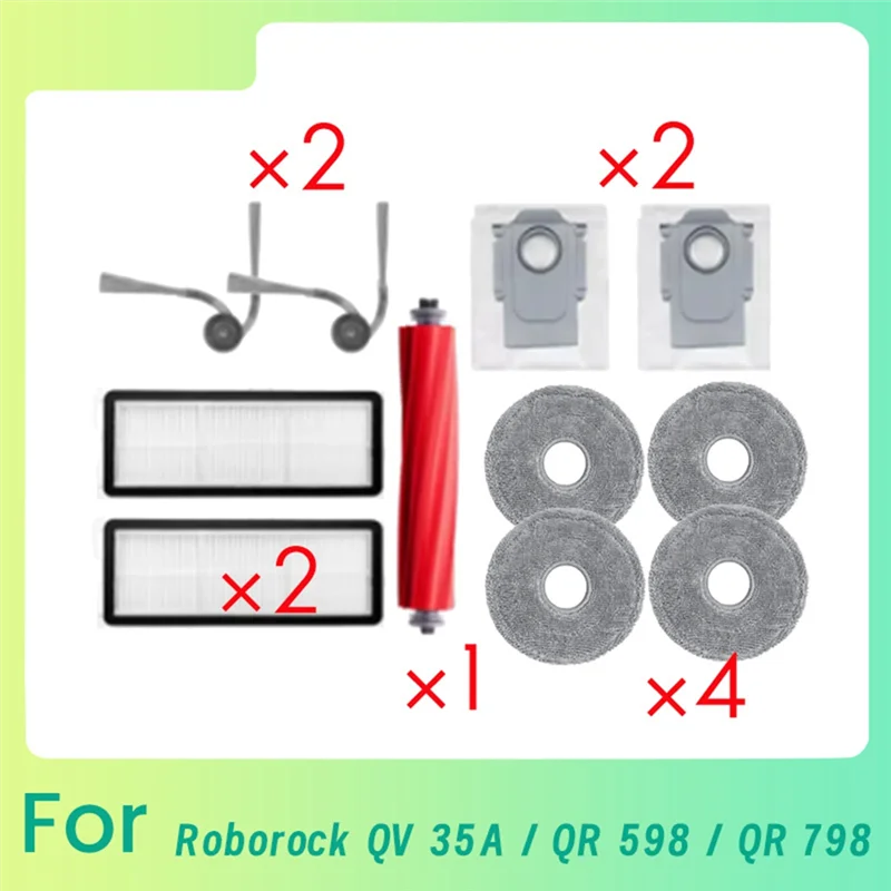 الترويج! 11 قطعة ل Roborock QV 35A / QR 798 / QR 598 مكنسة كهربائية الجانب الرئيسي فرشاة ممسحة تصفية أكياس الغبار دائم وسهل التركيب