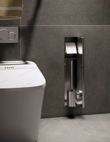 Stainless Steel Niche Toilet Embedded Toilet Brush 304 Tissue Box Niche Layered Shelf