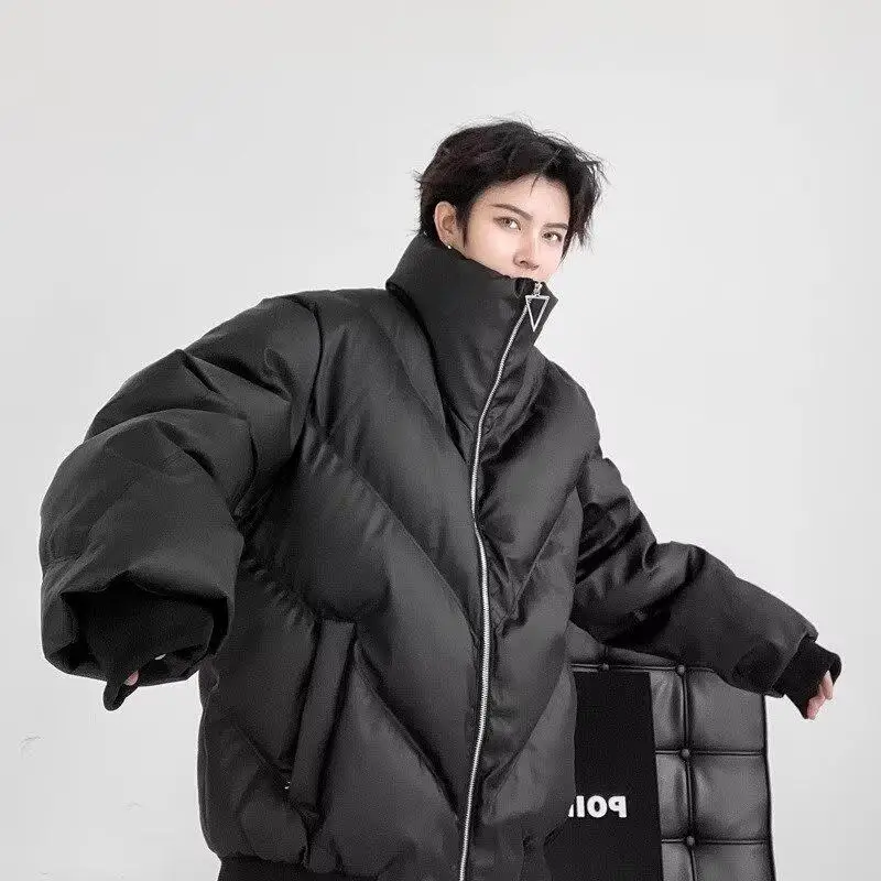 

Зимняя новинка: утепленная куртка из искусственной кожи с воротником-стойкой, свободного кроя, для мужчин и женщин, теплая, как хлеб...