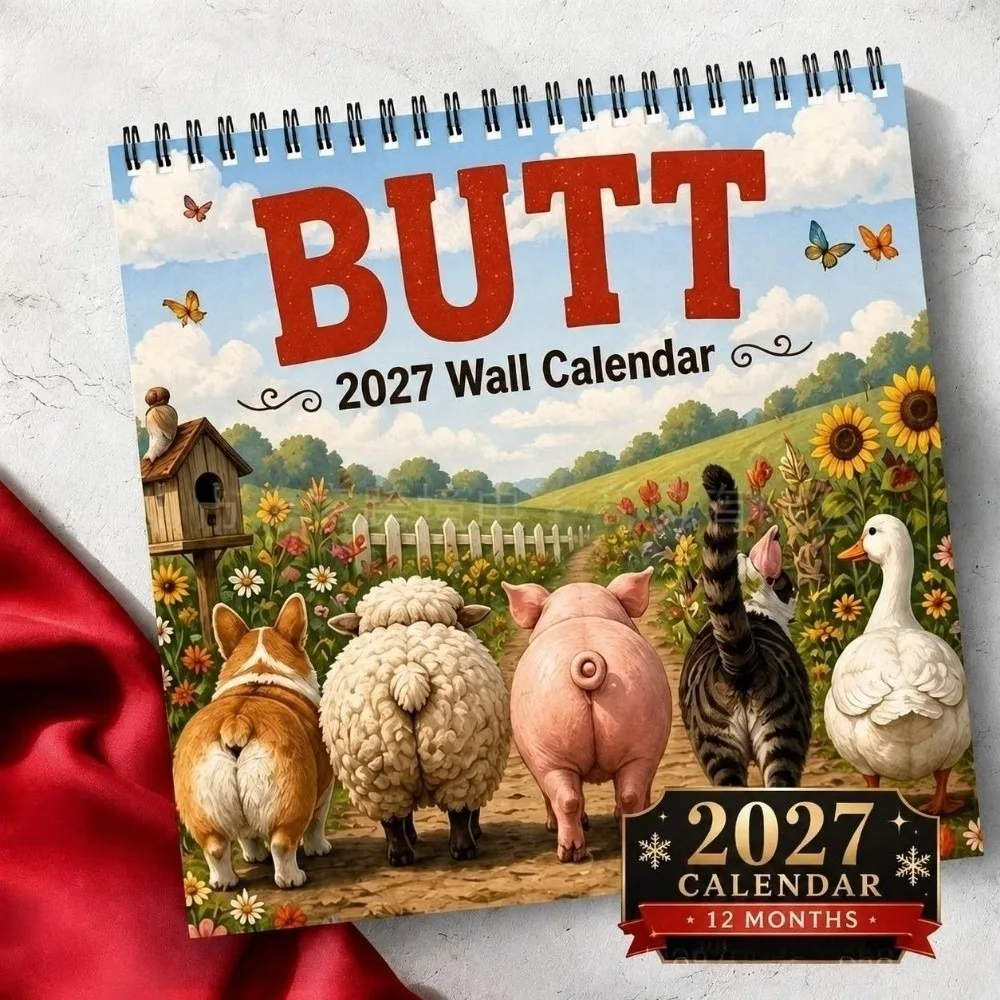 Decorative 2027 Wall Calendar Cartoon Cow Hanging Design Hanging Wall Calendar Yearly Jan 2027- Dec 2027 2027 Calendar For Home