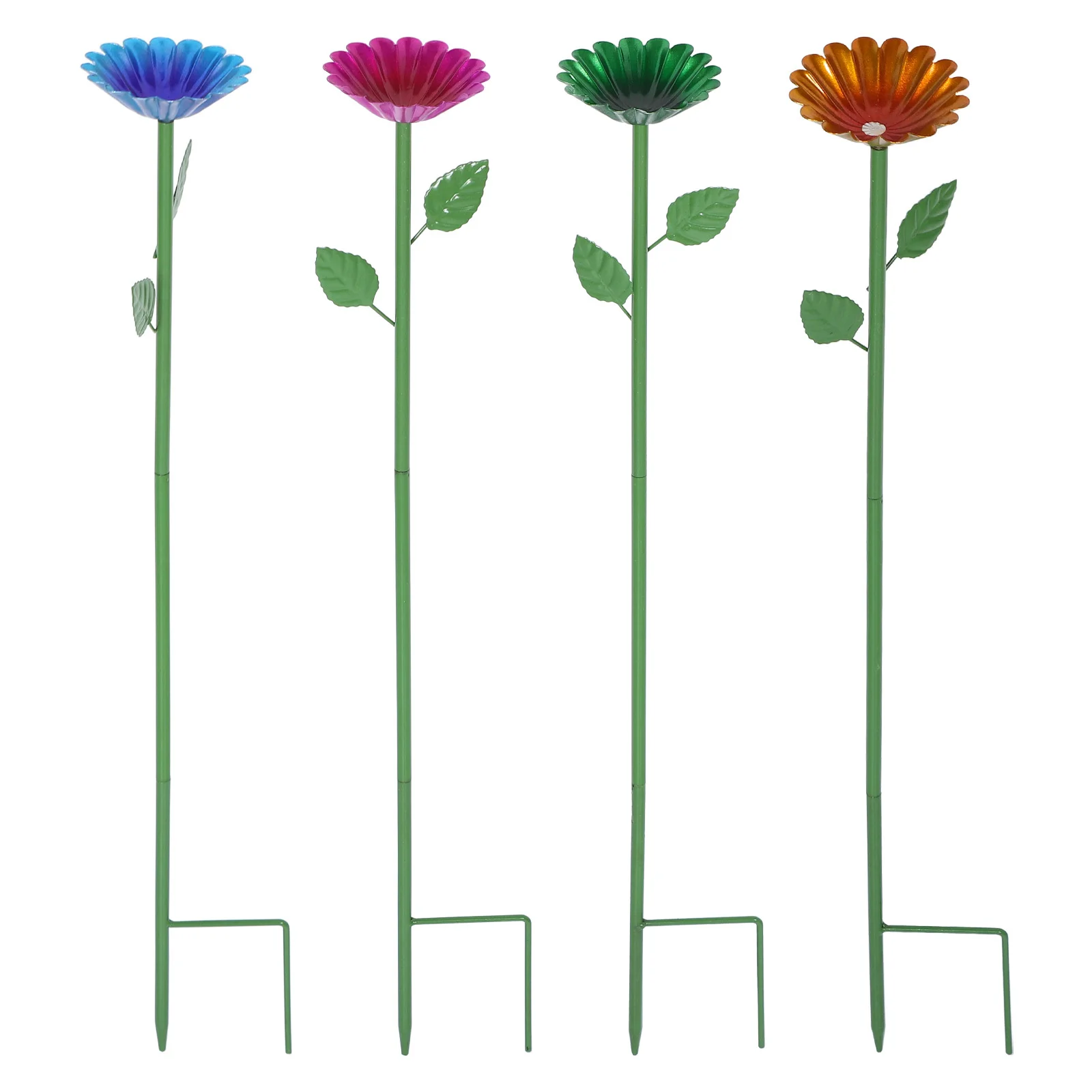 

4Pcs Outdoor Hummingbird Feeder Flower Design Bee Water Station with Iron Stake Garden Patio Bird Bath Feeder for Butterflies