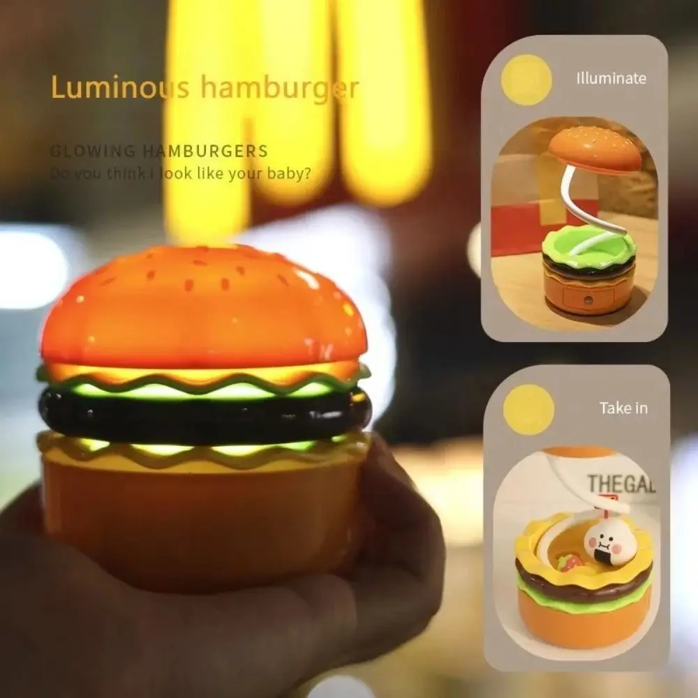 3 Modes Touch Switch Hamburg Table Lamp Pencil Sharpener Type-C Charging Hamburger Night Light Unique Design Hamburger Shape