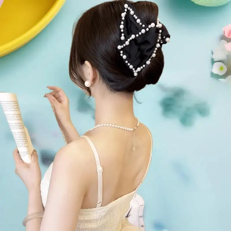 القوس مشبك شعر كليب بلون أسود أبيض الشعر القرش انتزاع كليب أدوات تصفيف الشعر إكسسوارات الشعر للنساء فتاة #3