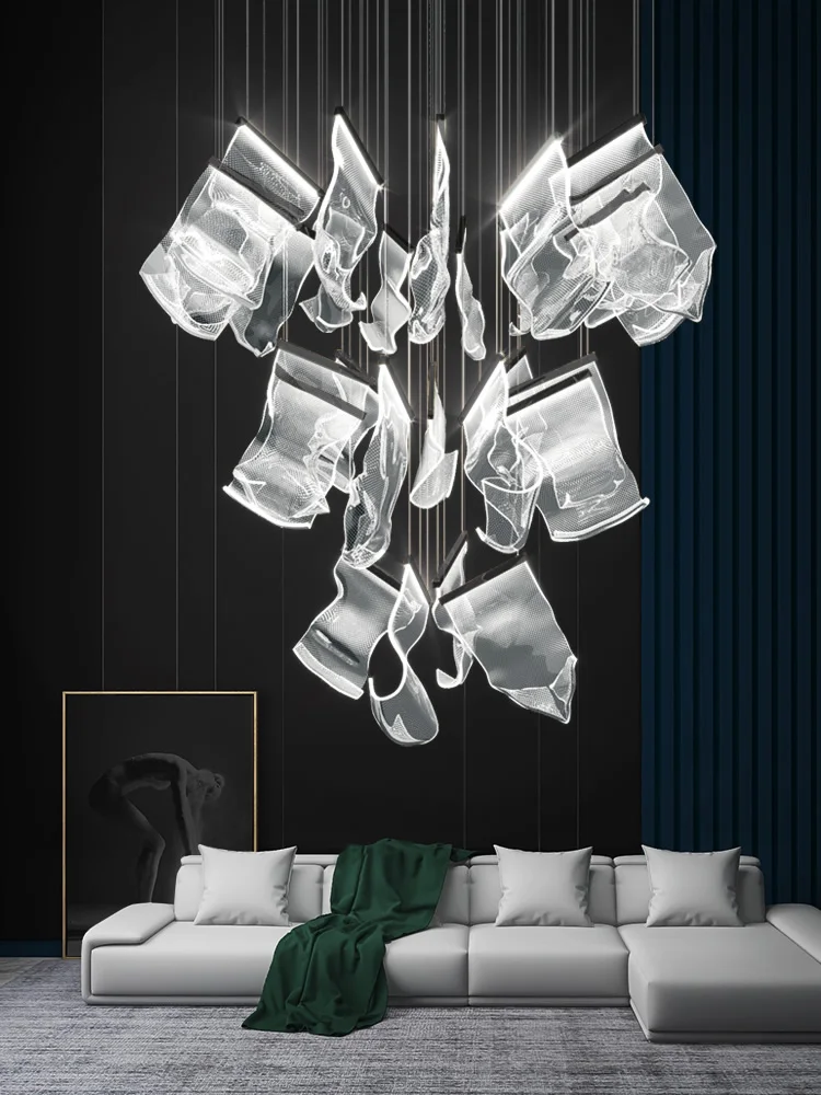 دوبلكس الدرج مطعم العلية ديكور المنزل تركيب المصابيح 2025 جديد الحديثة LED غرفة المعيشة المألوف ثريا تركب بالسقف