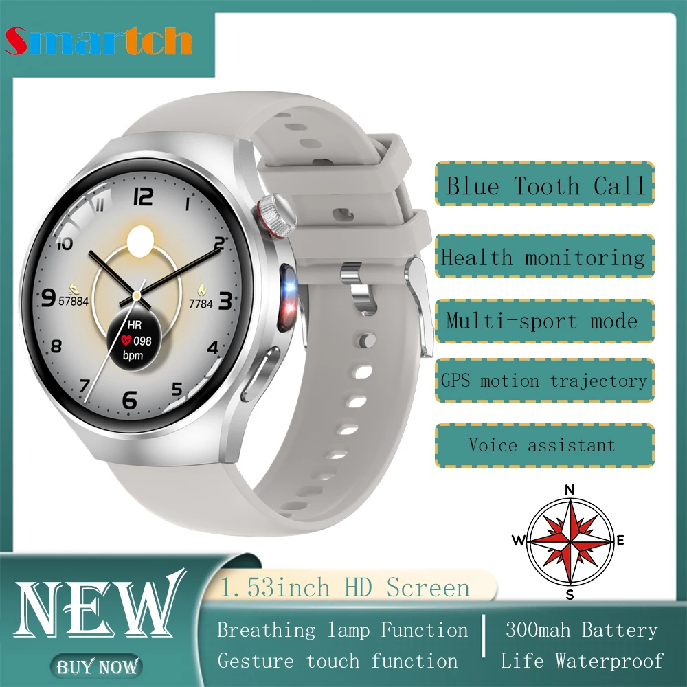

1,53-дюймовый большой экран, умные часы с синим зубом, SOS, дышащий свет, жест, сенсорное управление, спортивный компас, музыкальные умные часы