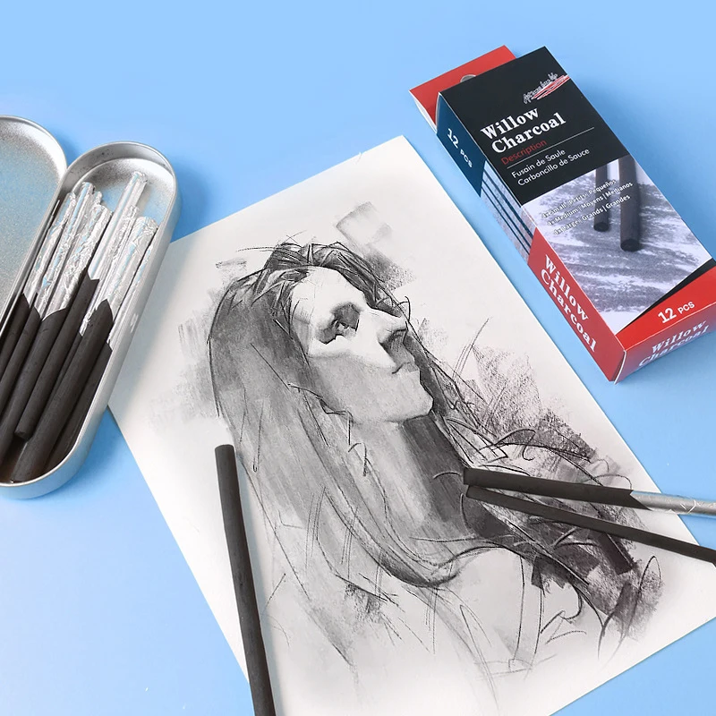 Willow charcoal strip 10 sketching carbon rod charcoal tool Fine art painting Willow cotton carbon strip is not easy to break