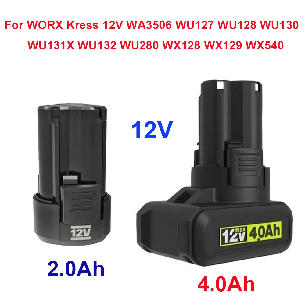 بطارية أداة كهربائية أصلية 2.0Ah 4.0Ah لـ WORX Kress 12V WA3506 WU127 WU128 WU130 WU131X WU132 WU280 WX128 WX129 WX540 ️️