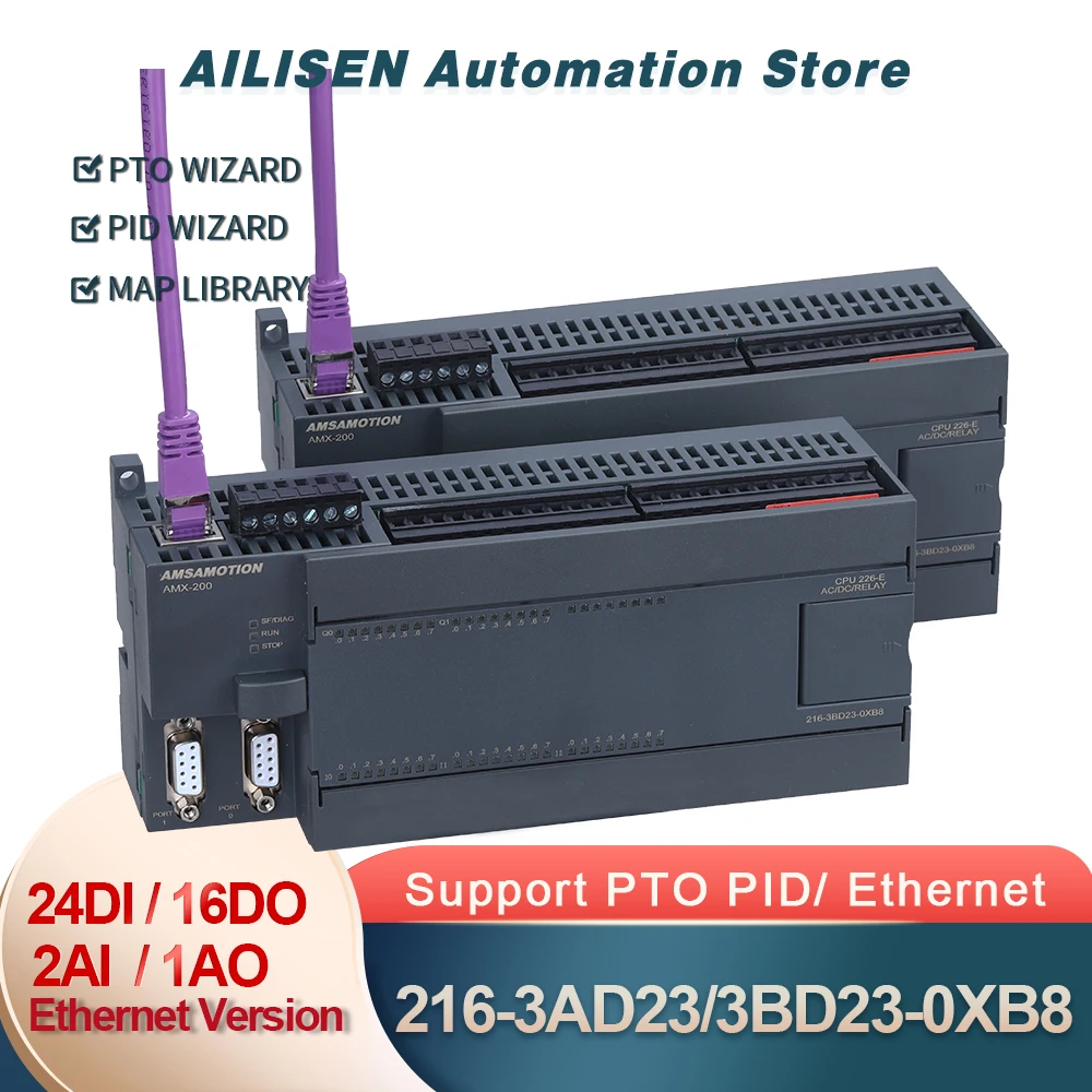 CPU226 PLC Ethernet Port 2AI 1AO 24DI/16DO 6ES7 216-2AD23/2BD23-0XB8 Relay Transistor Output MicroWin CC S7 Protocol WTO PID