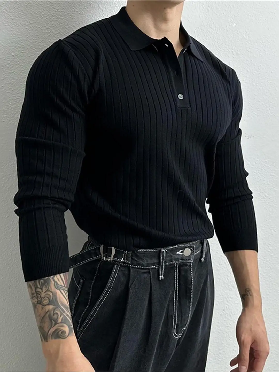 

Мужская трикотажная футболка с длинным рукавом, однотонная, в полоску, в американском ретро-стиле, повседневная, удобная, дышащая