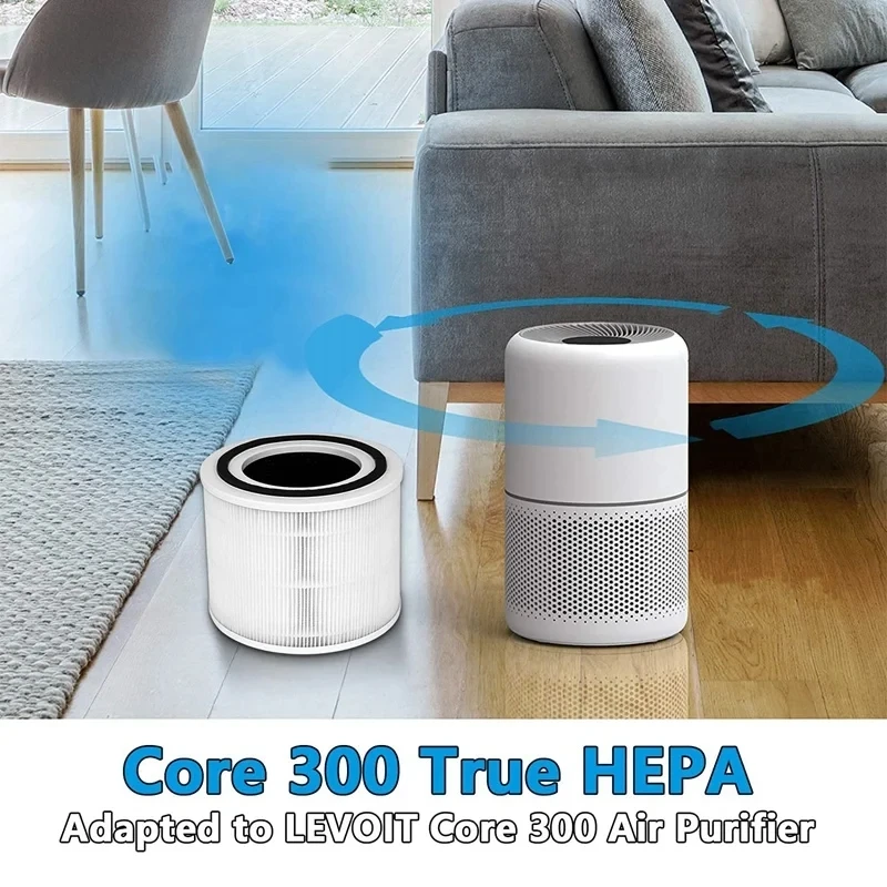 Paquete de filtros de repuesto para purificador de aire LEVOIT Core 300, H13 True HEPA, filtro de carbón activado, núcleo 300-RF, 2 núcleos 300