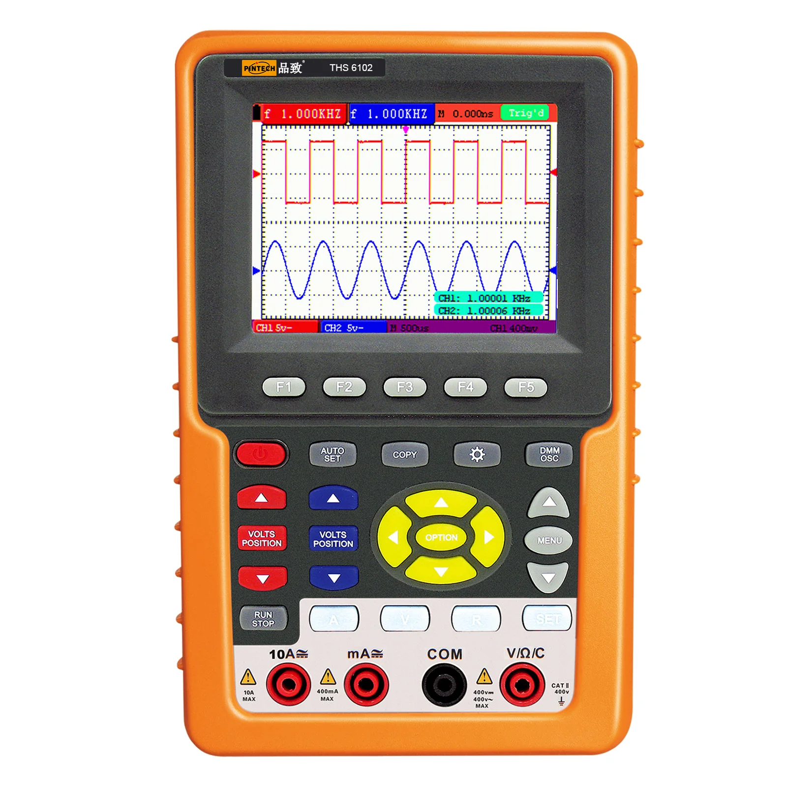 PINTECH THS6102 Handheld Oscilloscope 100MHz, Dual-Channel, 1GSa/s, 3-in-1 Digital Osciloscopio Multimeter Frequency Meter
