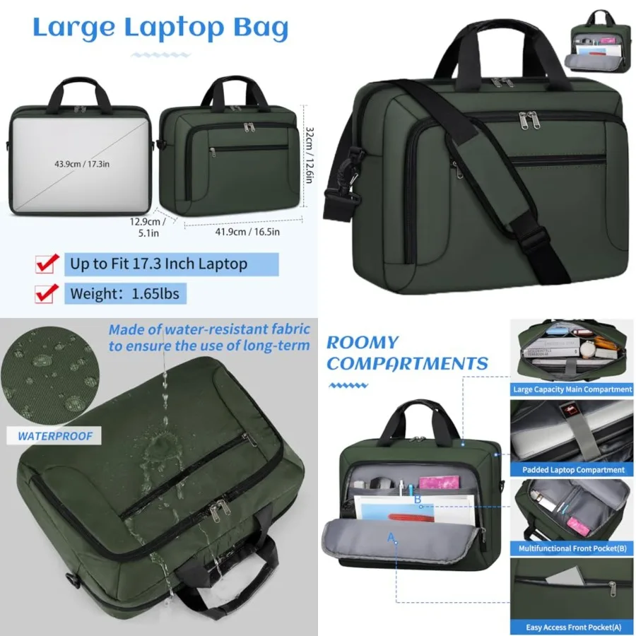 

Laptop Bag.3 Laptop Briefcase Large Waterproof Laptop Case for Men Women Business Office Work Computer Bag Adjustable Shoulder