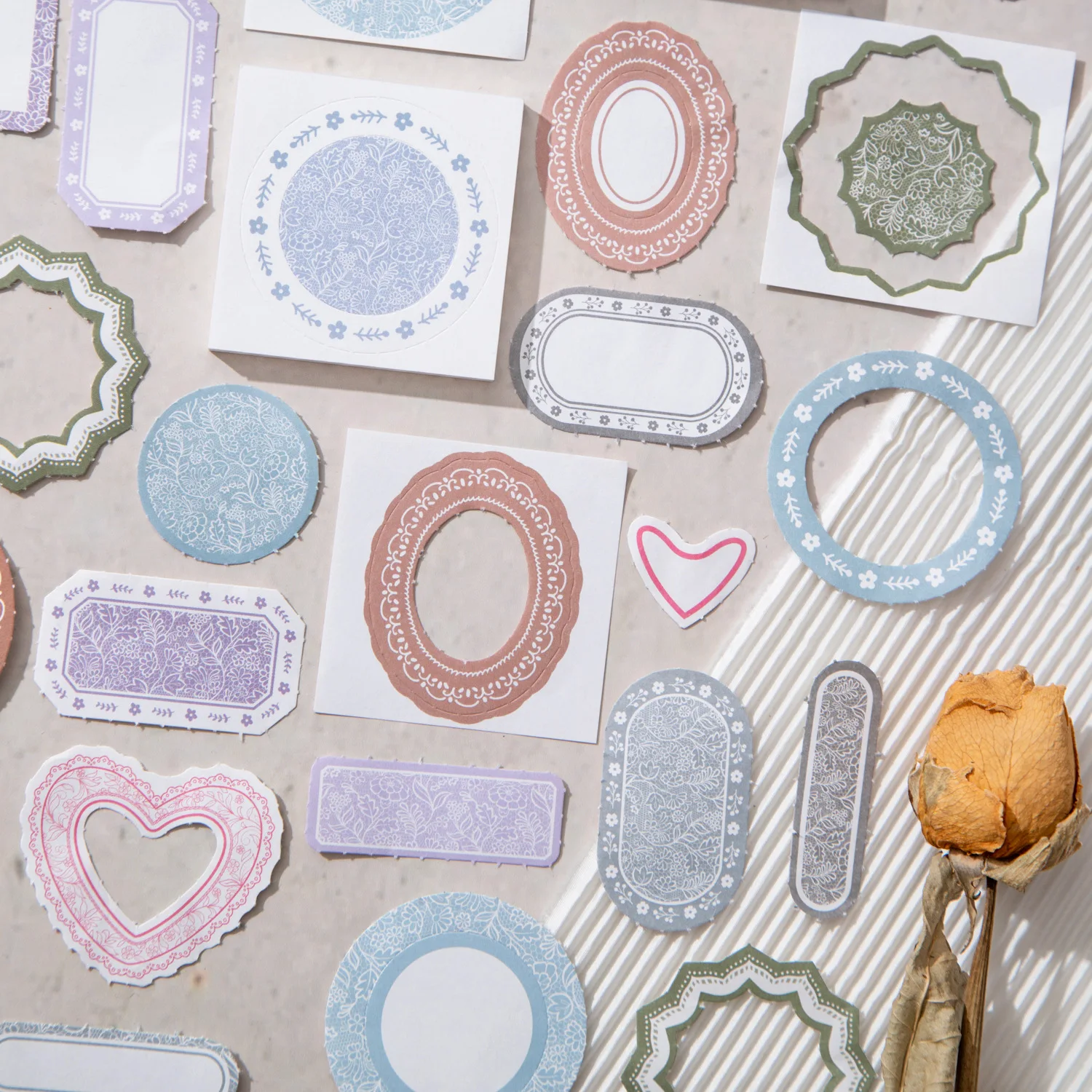 45pcs/lot Memo Pads Material Paper Meizu Blue Flower Shadow Journal Scrapbooking paper Card Background Decoration Paper