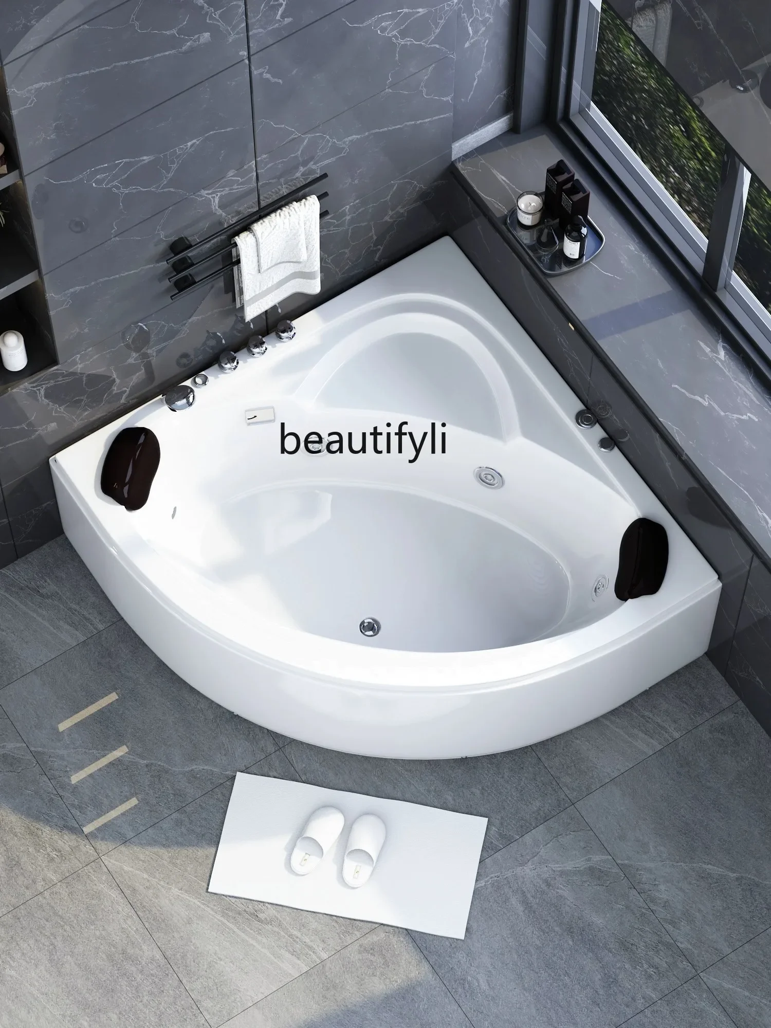

xxTriangle Bathtub 1-1.5 M Acrylic Bathtub Hotel Double Couple Oversized Surfing Massage Heating Household Basin