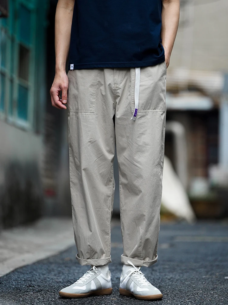 

Retro Japanese Embroidered Loose Fit Thin Straight Leg Casual Harajuku Nine Pants Men's Trendy Brand Spring Summer Workwear