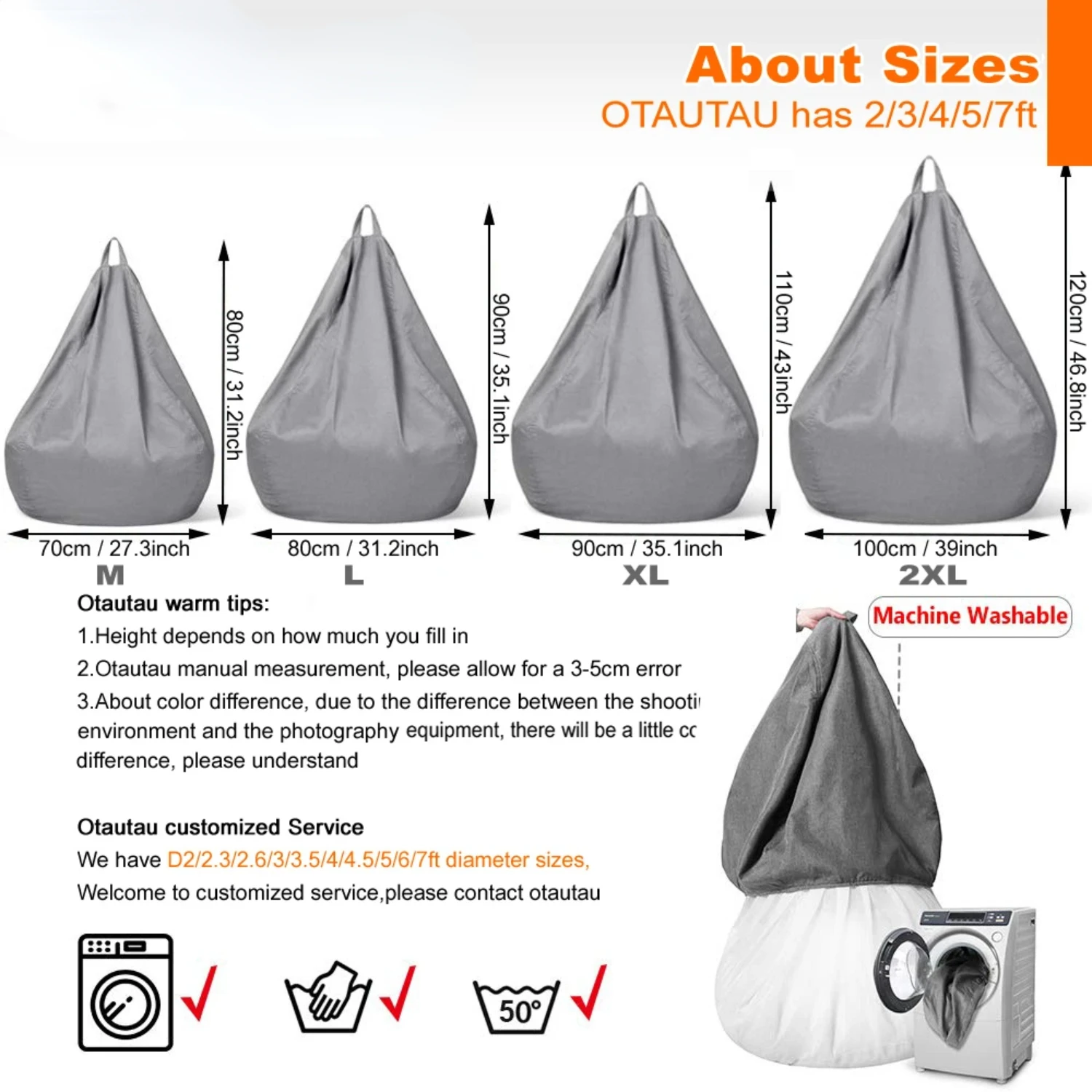 Thick, Cozy and Waterproof Outdoor Cotton Bean Bag Cover - Soft and Comfortable Lounge Recliner Sofa Pouf Puff Sac DD023, Perfec