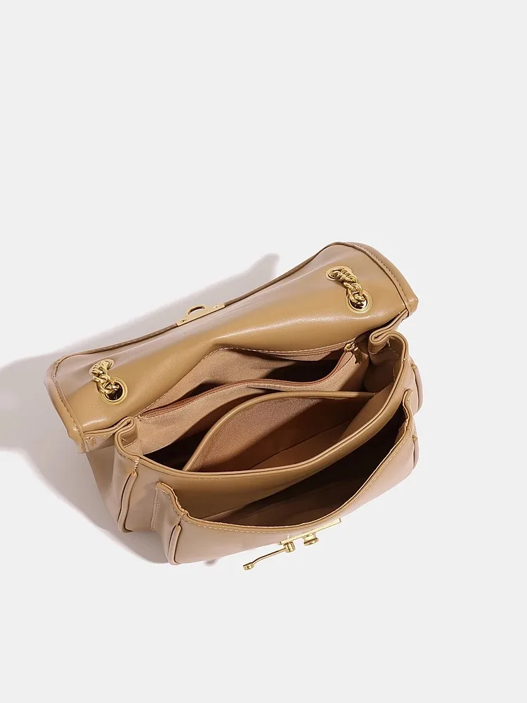 

Cecil Keith Casual Leather Crossbody Bag with Chain 2024 Autumn Winter New Sle Menger Bag for Women Soft Square ape