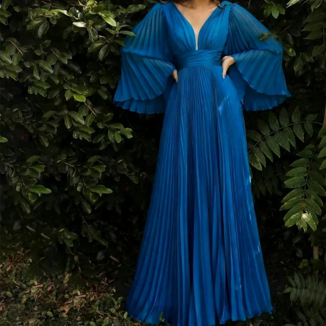 Elegant A Line Party Dress Long Sleeves Woman For Weddings Pleated Mother Of the Bride Dress Customized