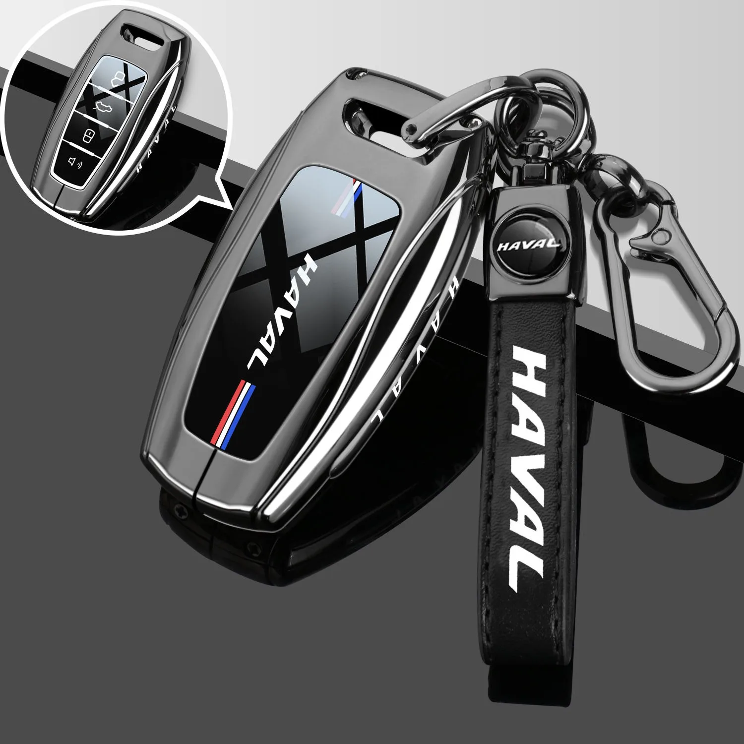 Key Case Fob for Great Wall Hover HAVAL JOLION GMW 2021 2026 Keychain Remote Cover Shell Housing Ring Holder Bag Accessories