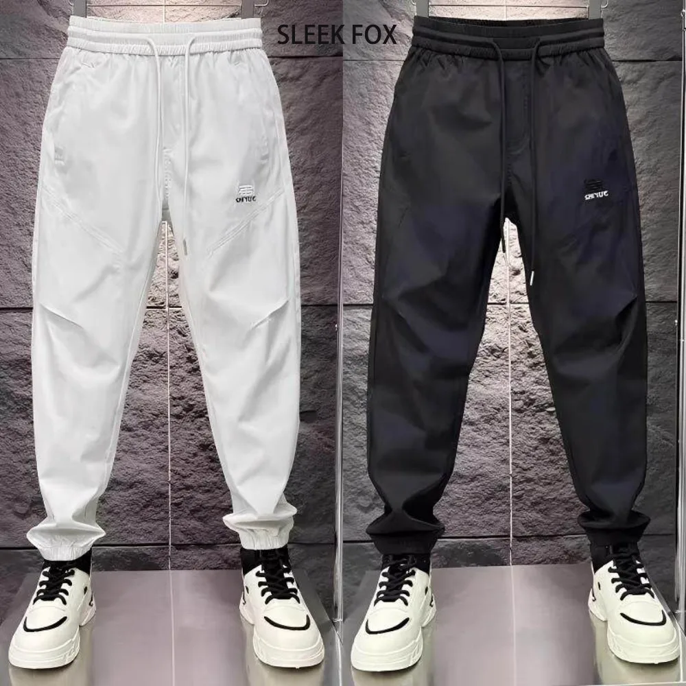 2026 New Men Joggers Spring Black White Sweatpants Drawstring Casual Pants Workout Running Sports Trousers Men Clothing