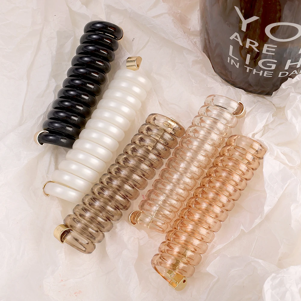 Telephone Wire Hair Ties Loop Women Girls Solid Color Elastic Hair Bands Spiral Coil Rubber Bands Ponytail Holder Accessories