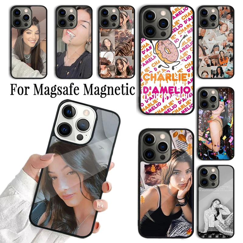 Coque Phone Case For iPhone 16 15 14 13 12 Mini 11 Pro Max Plus Magsafe Magnetic Wireless Charging Cover Charli Damelio