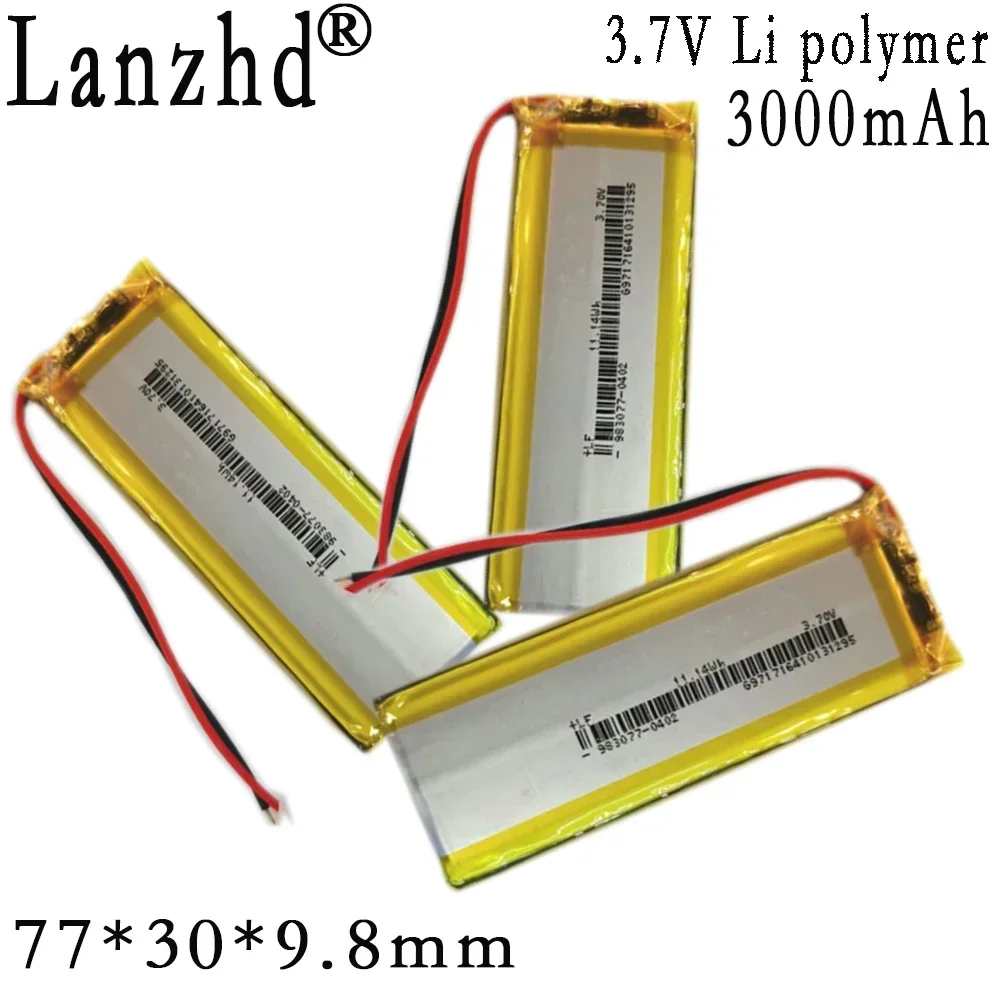 1-12pcs Li Polymer Battery 983077 103077 3.7V 3000mah Cells For Medical equipment monitoring equipment locator DVD intercom