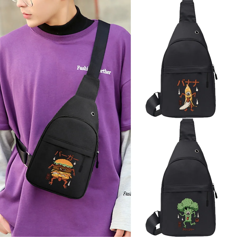 

Chest Bag Canvas Waist Bag Women Belt Bag Men Fashion Cute Monster Print Bum Bag Travel Sports Purse Phone Pouch Pocket Hip Bag