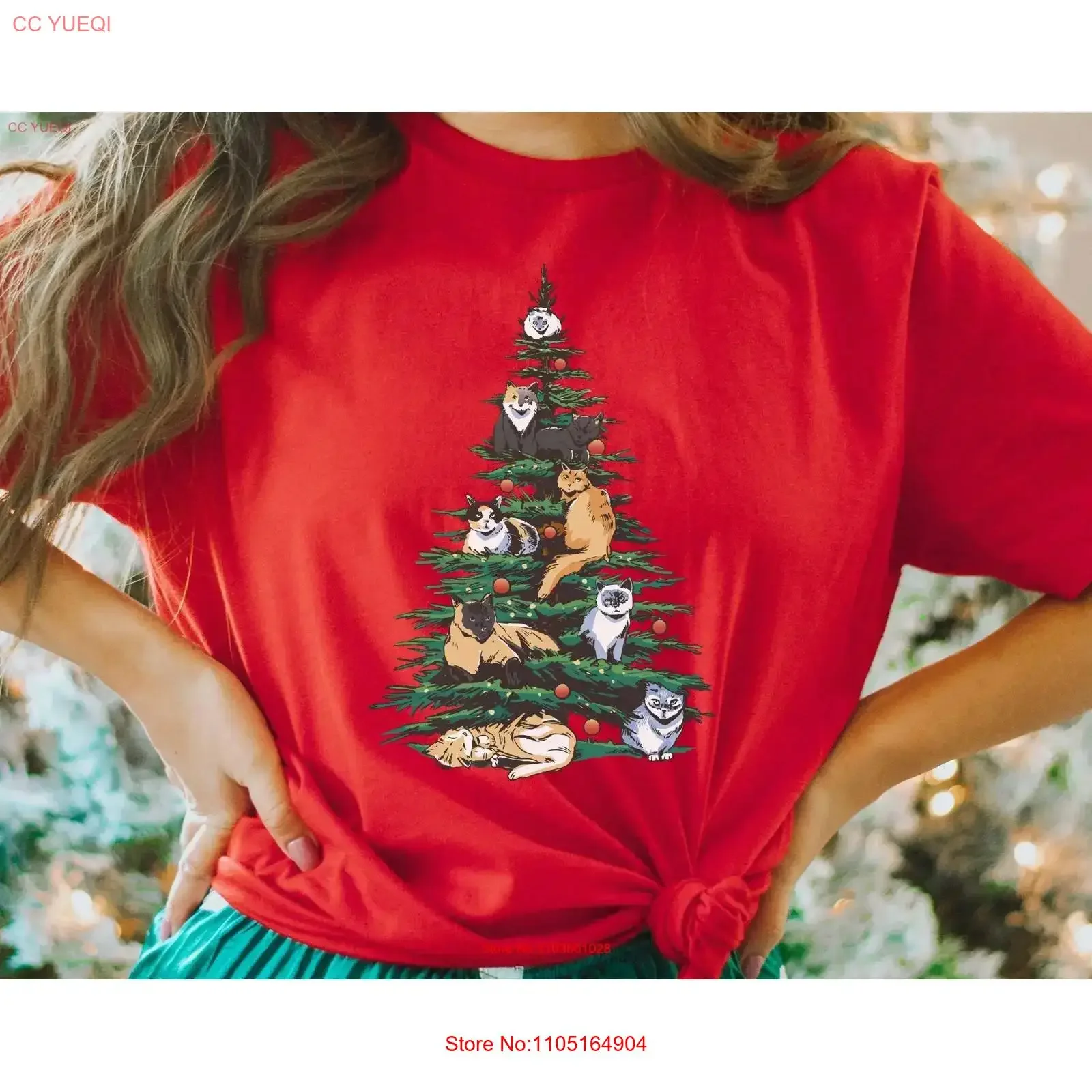 

Футболка с рождественской елкой CaT для влюбленных, рождественская футболка Meowy Catmas of Cats, винтажная стираная уличная одежда унисекс, универсальная мужская графика