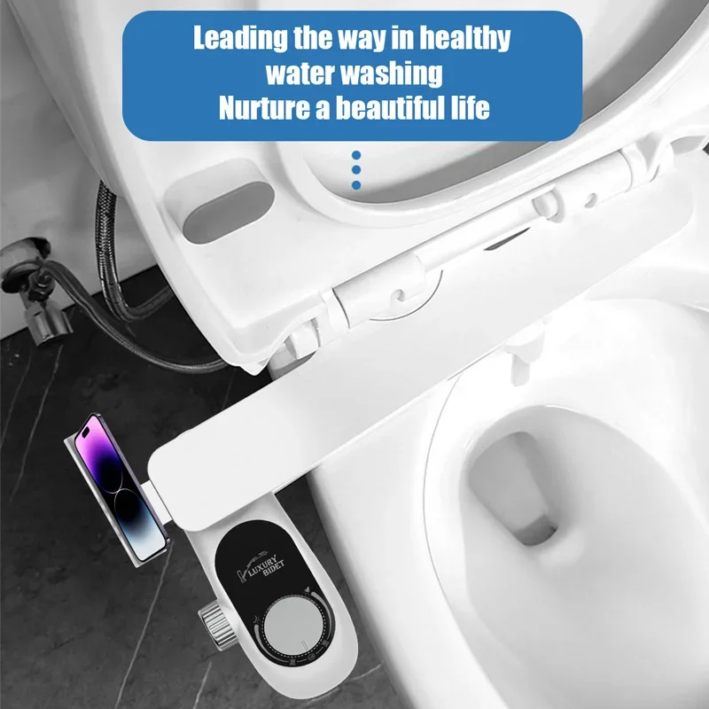 

Bathroom Bidet Toilet Seat Attachment Ultra-thin Non-electric Self-cleaning Dual Nozzles Frontal Rear Wash Personal Hygiene