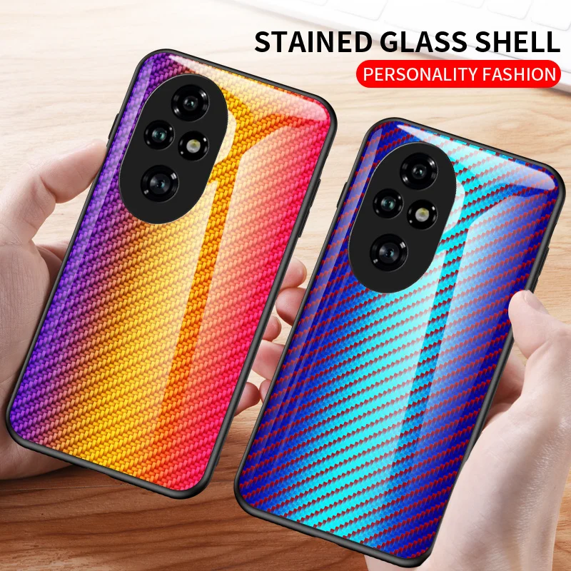 

Honor 200 5G ELI NX9 чехол углеродное волокно зернистое закаленное стекло Противоударная жесткая задняя крышка для телефона чехол Honor 200 Honor200 ELI-NX9