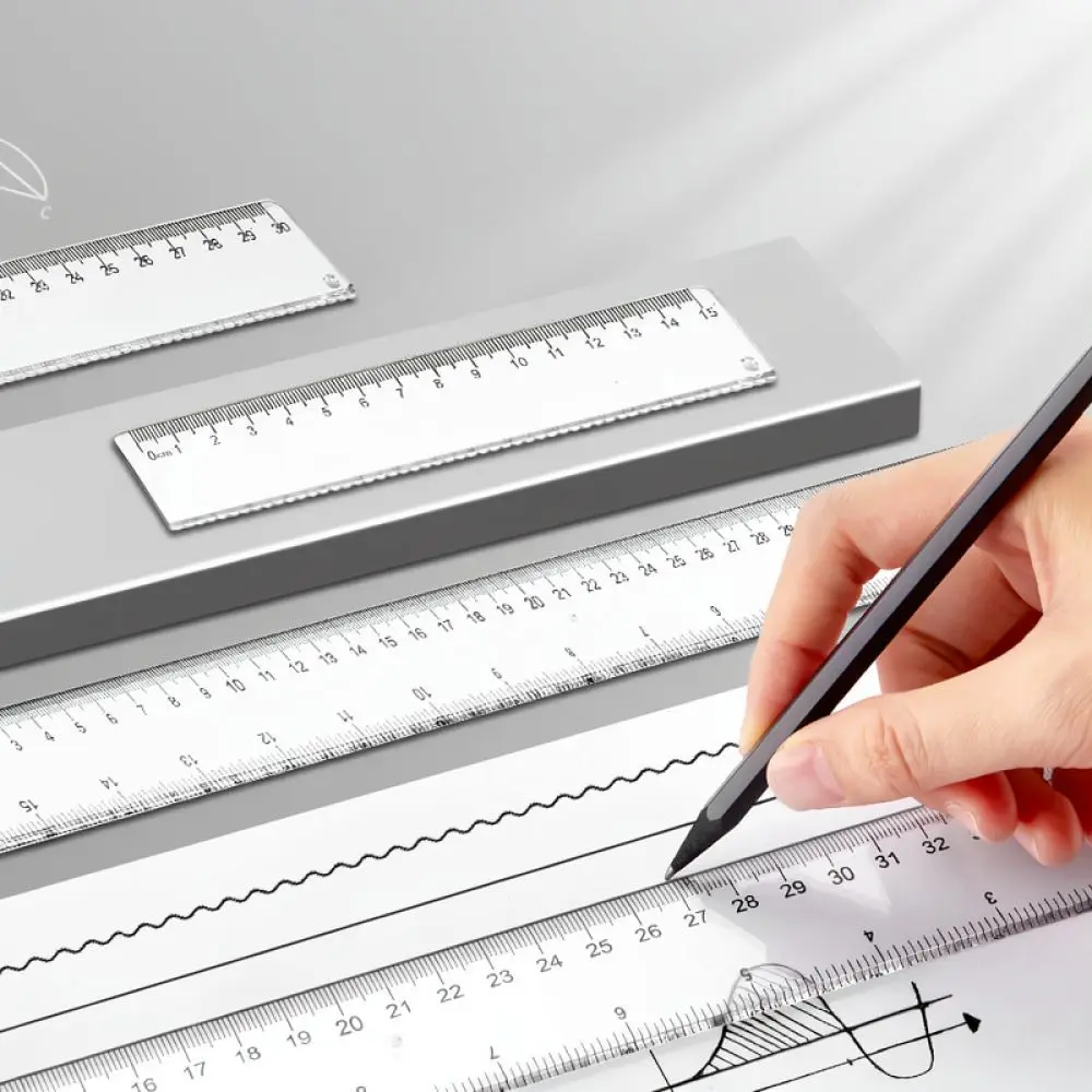 Clear Drafting Ruler Transparent Plastic Measurement Gauge Precision Scale Stationery For School Office Drawing Work