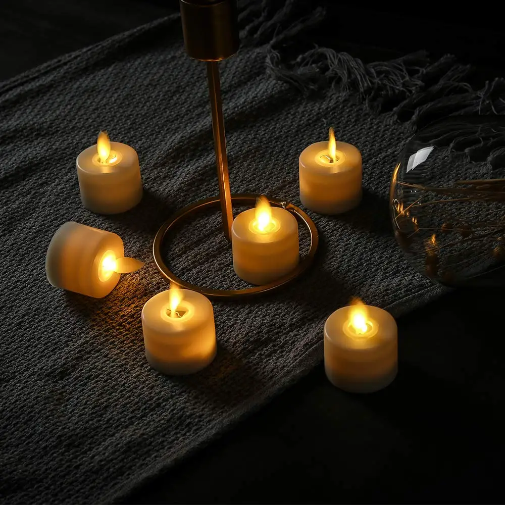 2/3/6 Pieces Remote Control Moving Wick Wedding LED Candles Warm White,Smokeless Dancing Flame Church Votive Tea Light Candles