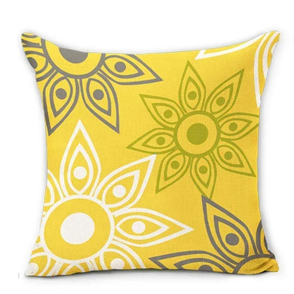 

Yellow geometric petal linen pillowcase sofa cushion cover home decoration 40x40 45x45 50x50 60x60